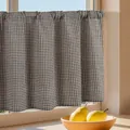 Frischer grau-weißer karo-vorhang aus leinen mit stangendurchzug für küchenfenster - 100*45 / Grau Schwarz Kariert
