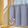 Blue and white gingham cafe curtain with rod pocket design for kitchen and bedroom windows - 60x145 / Small Blue Gingham