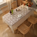 Bohemian lace tablecloth with white bird tree patterns and elegant fringe tassels - Vine Bird