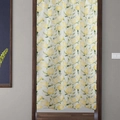 Fresh yellow lemon print semi-blackout curtain hanging in a modern dark wooden doorway - 100*130cm / Lemon Print (Door Curtain Style)