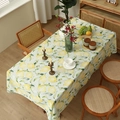 Waterproof pastoral lemon floral tablecloth on a wooden table with home decor - 140*100cm / Lemon Print (Tablecloth Style)