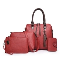 Set da quattro borse da donna rosso scuro con trama a grana e ciondolo in metallo - Quattro pezzi (Standard) / Rosso