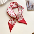 Elegante foulard twilly in seta rosso e bianco con stampa numerica e finitura satinata - Digitale Rosso (CXJ-102)