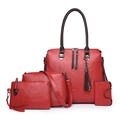 Elegant red 4-piece handbag set featuring tote with cat charm and matching crossbody bags - Four-piece (Upgraded Large) / Red