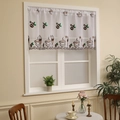 White semi-sheer coffee cafe curtain with floral embroidery and rod pocket header - Coffee Cup / 60*70