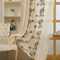 Pastoral lace sheer curtain with colorful mushroom embroidery and geometric cutout edges - Mushroom Embroidery Style / 140*260cm