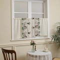Creamy mushroom embroidered cafe curtain with delicate snowflake lace trim - 140*60cm / Mushroom Embroidery Style