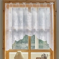 Weißer Bistrogardine aus Spitze mit Gänseblümchen-Häkelmuster und Wellensaum für Fenster - 100*150cm / Jili Blume
