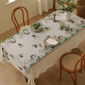 Vintage forest mushroom tablecloth with lace border on a rustic wooden dining table - 140*100 / Mushroom Pattern