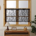 Französischer Vintage-Spitzenvorhang in Schwarz mit floralem Muster und Wellenrand - Schwarz 1 / 140*260cm