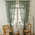 French country style green lace curtains with floral patterns and ruffled edges for windows - 140*260cm / Green Mirror Flower