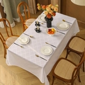 Minimalist clover patterned jacquard tablecloth for home dining room decoration - 132x132cm / White