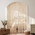 French country lace curtain with floral embroidery and ruffled edges in cream white - Beige Floral
