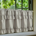 Light gray sheer tier curtain with ruffled layers and rod pocket for cafe or cabinets - 45*100 / Gray