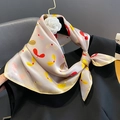 Silk feel square scarf with butterfly patterns and gold edges on black dress outfit - 53*53cm / Nude Pink (ZS-274-Nude Pink)