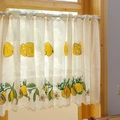 Rustic cafe curtain with lemon embroidery and scalloped edges on a wooden window frame - 150*55 / Lemon Embroidery
