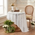 White French floral lace tablecloth with scalloped edges for elegant home dining decor - Snow Dot Lace Tablecloth Round / Round 90cm