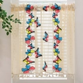 Cortina de café de encaje beige con mariposas bordadas y detalle de flecos de borla - 140*60 / Bordado de Mariposa