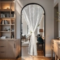 Elegante witte kanten deurgordijn met bloemenborduursel voor boogdeuren in huisdecoratie - 100*100cm / Wit