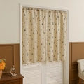 Cortina de café floral de algodón y lino con flecos blancos para ventanas de cocina y baño - 132*100cm