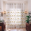 Sunflower embroidered white sheer curtain in American country style with grommet top design - Sunflower Embroidery / 100*220cm