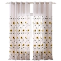 Elegant white sunflower embroidered sheer curtains with metal grommets for living room - Sunflower Embroidery / 100*220