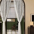 White lace door curtain with branch and bird embroidery for French style home decor - 140*100cm / Birds on Branches (White)
