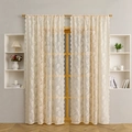 Creamy tulip lace curtains with scalloped edges for a cozy balcony bedroom look - Small