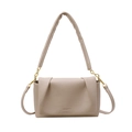 Beige ruched cloud bag in pebble leather with gold chain strap by GIORGIO A - Khaki