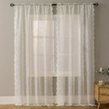 White bohemian lace curtain with floral embroidery and scalloped edges for the bedroom - 130*160 / White