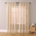 Beige floral lace sheer curtain with scalloped edges for a cozy living room vibe - 130*160 / Off White