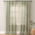 French cream matcha green lace curtains for living room with floral patterns - 130*160 / Light Green