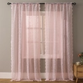Pink floral lace curtains with scalloped edges and semi-transparent texture for home decor - 130*160 / Pink