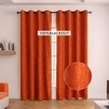 Vibrant orange 100% blackout curtains with embossed jacquard texture and grommet top - Small / Orange Red