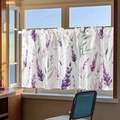 Cortina de café estilo rústico con estampado de lavanda y diseño de bolsillo de barra - 140*60cm / Estampado Lavanda
