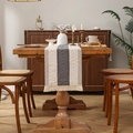 Linen table runner with grey stripes and tassels for farmhouse dining table decor - 30*45cm / Gray Fringe