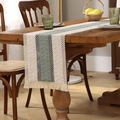 Beige and green hollow woven table runner with tassels on a rustic wooden dining table - 30*45cm / Green Fringe