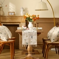 Detailed embroidery of lavender and daisies on linen table runner and matching pillows - 30x40 / Wheat Embroidery (with Tassels)
