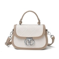 Cream and brown saddle bag featuring GSTH logo and cartoon panda embossing - Beige and Khaki