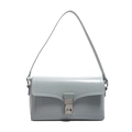 Minimalist light blue rectangle crossbody bag with silver clasp and matte leather - Blue