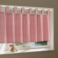 Minimalist red and white plaid cafe curtain with tab top header for kitchen windows - 100x45 / Dark Red Plaid