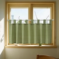 Tenda da caffè a quadretti verdi e bianchi in cotone e lino con passanti per finestre - 100*45 / Quadri Verde Chiaro