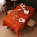 Tovaglia rettangolare arancione in pizzo con motivo jacquard e bordi a balze - 140*100 / Arancione Floreale Acquatico