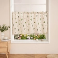 Tenda da caffè in lino con ricamo di cactus e frange con pompon per finestra cucina - 100x60 / Ricamo di Cactus