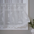 Cortina de café de encaje blanco con bordado de espigas de trigo y bordes ondulados - 150*60cm / Encaje de Trigo Blanco