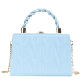 Quilted light blue box bag with gold chain strap and twisted top handle detail - Sky Blue