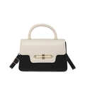 Moderna borsa a tracolla bicolore in crema e nero con elegante fibbia dorata - Nero