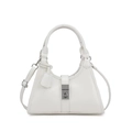 Elegante borsa a mano trapezoidale bianca in ecopelle con fibbia in metallo argento - Bianco