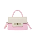 Borsa quadrata in pelle PU bicolore rosa e beige con fibbia a catena dorata - Rosa