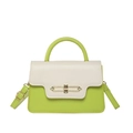 Borsa a tracolla beige e verde con fibbia in metallo dorato e manico in pelle - Verde